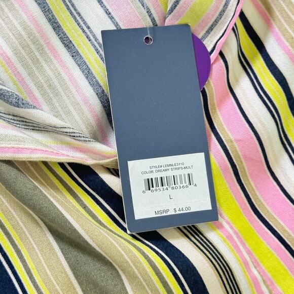 New LIBBY EDELMAN High-Low Dreamy Multicolor Striped Sleeveless Blouse Sz L - Picture 8 of 13